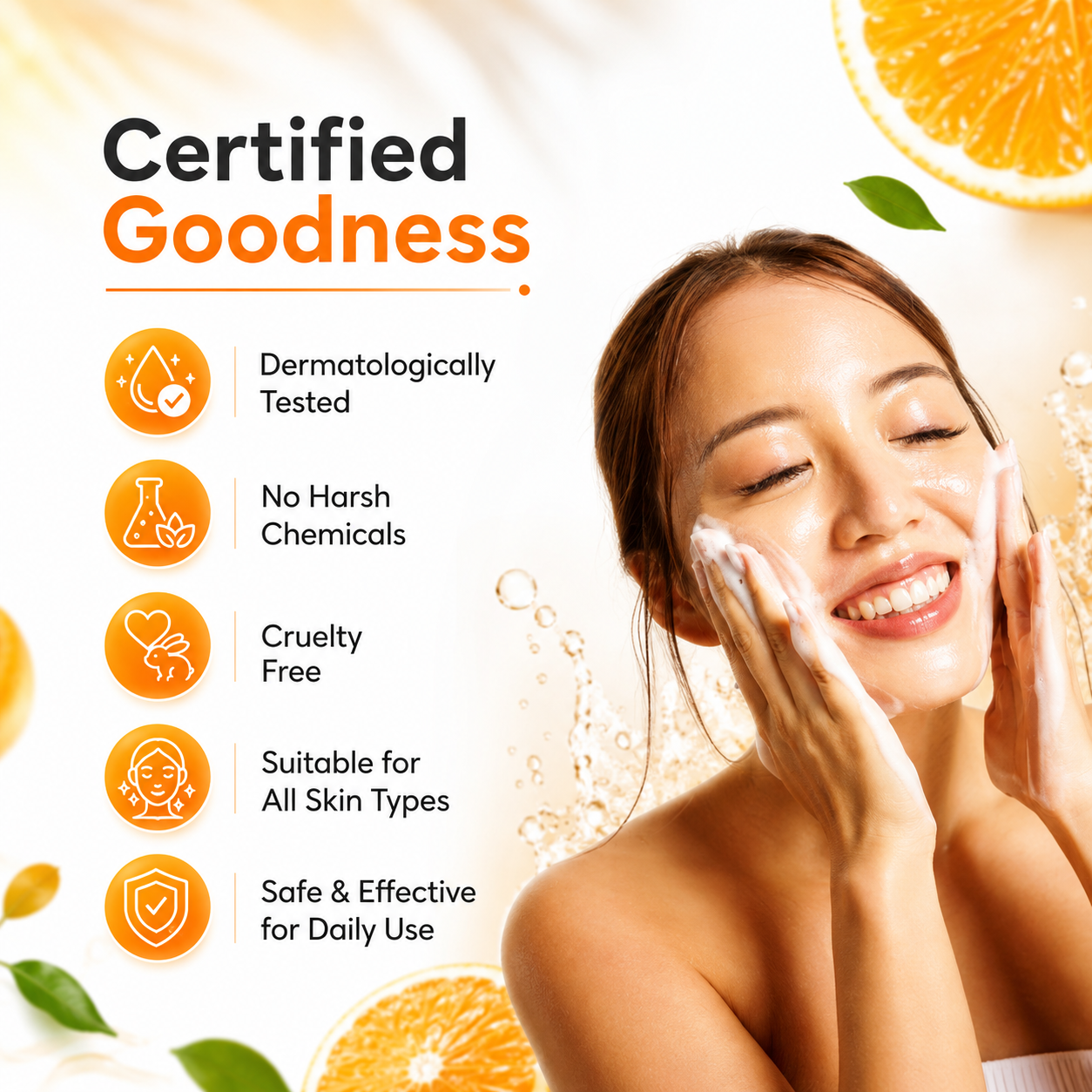 Vitamin C Facewash – Brightening Face Wash for Glowing Skin – Paraben & Sulphate Free – For All Skin Types – 100ml (New Packaging)