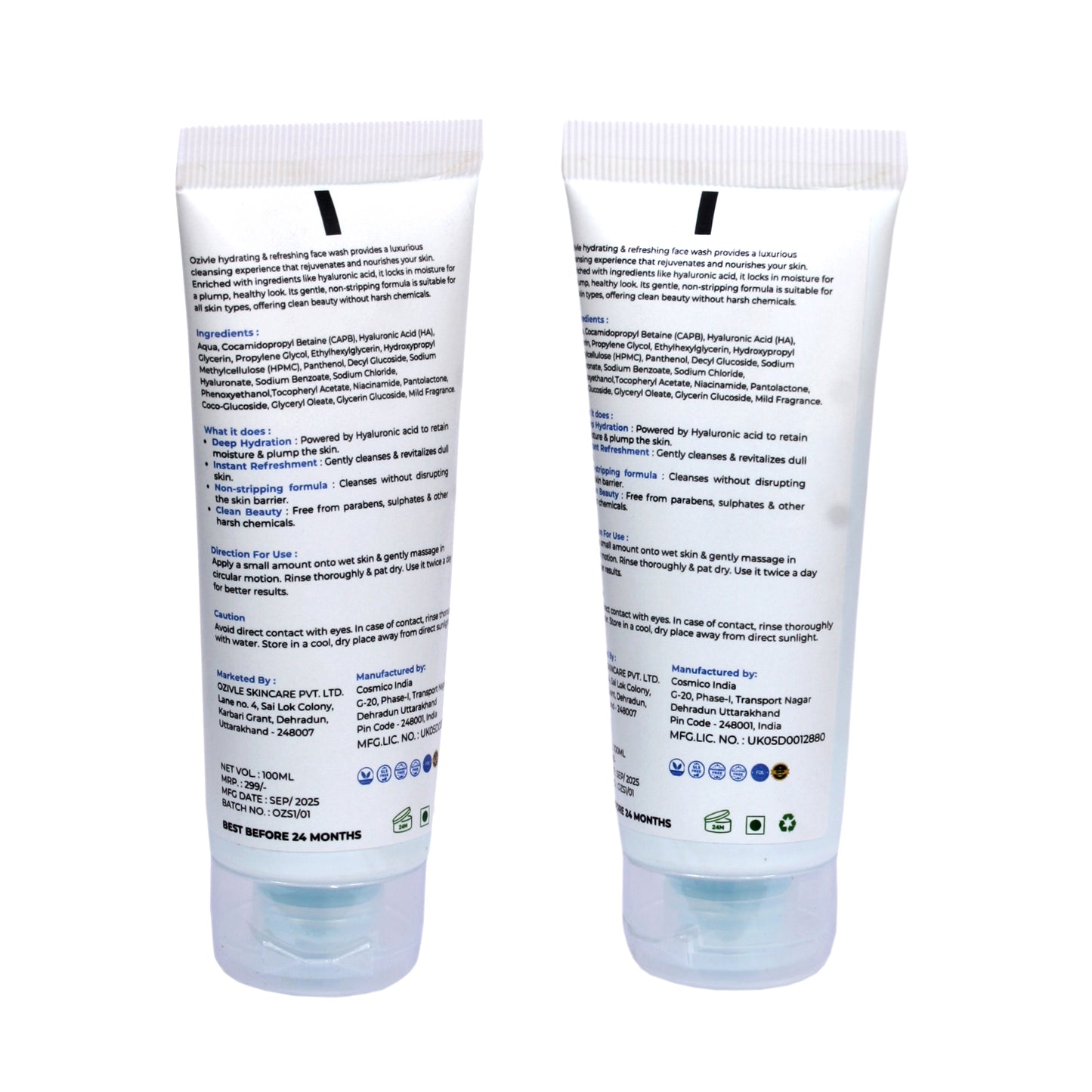 Aqua+ Hyaluronic Acid Facewash – Deep Hydration for All Skin Types – 100ml (New Packaging)